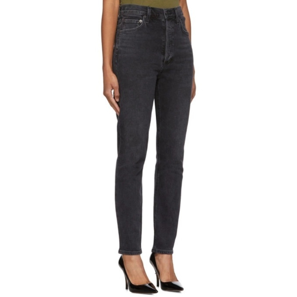 AGOLDE Black Nico High Rise Slim Jeans Designer Denim Black Wash Gray 25 Ankle